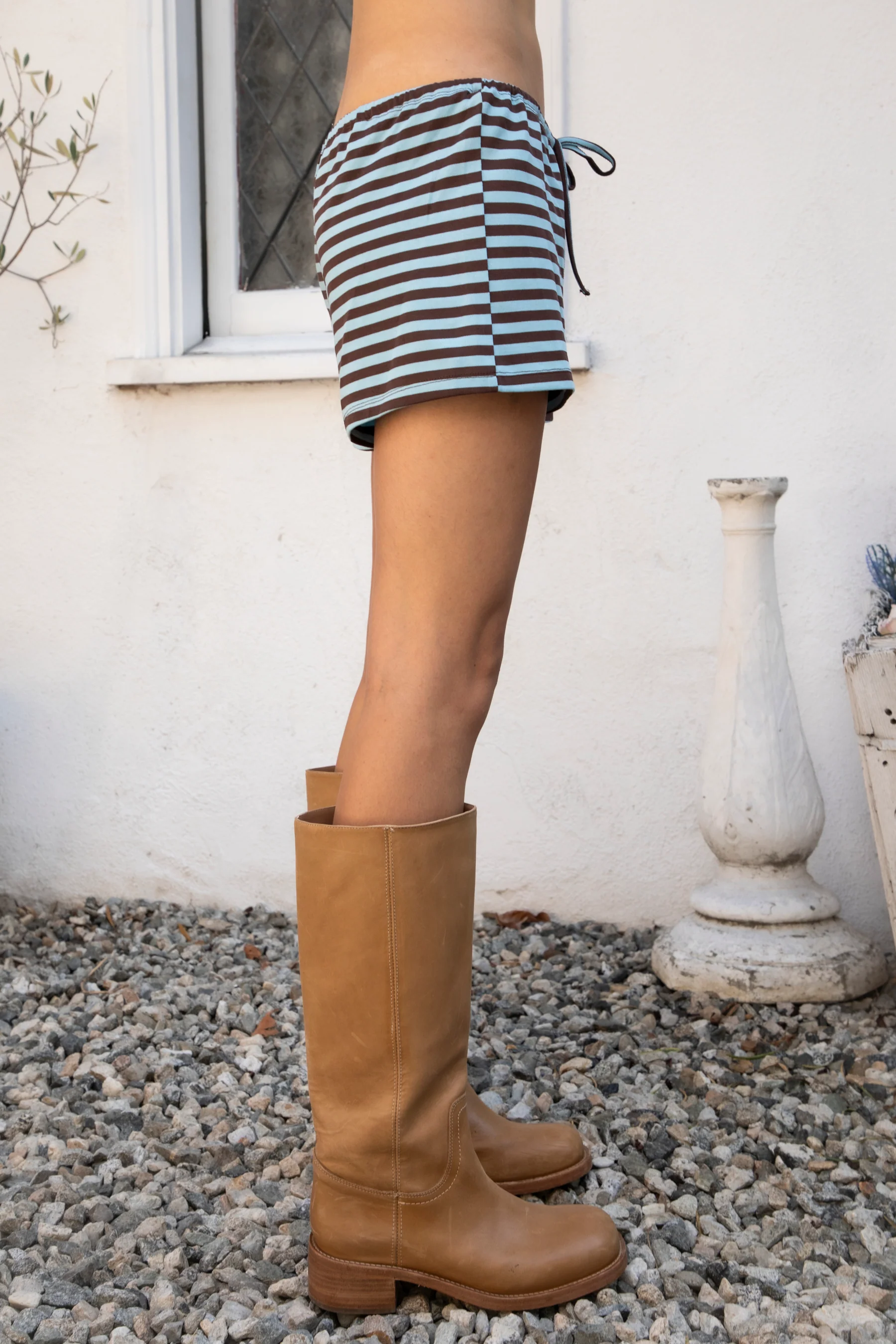 MARLOWE Stripe Mid Waist Drawstring Stretch Shorts [Partial Pre-order] - Image 3