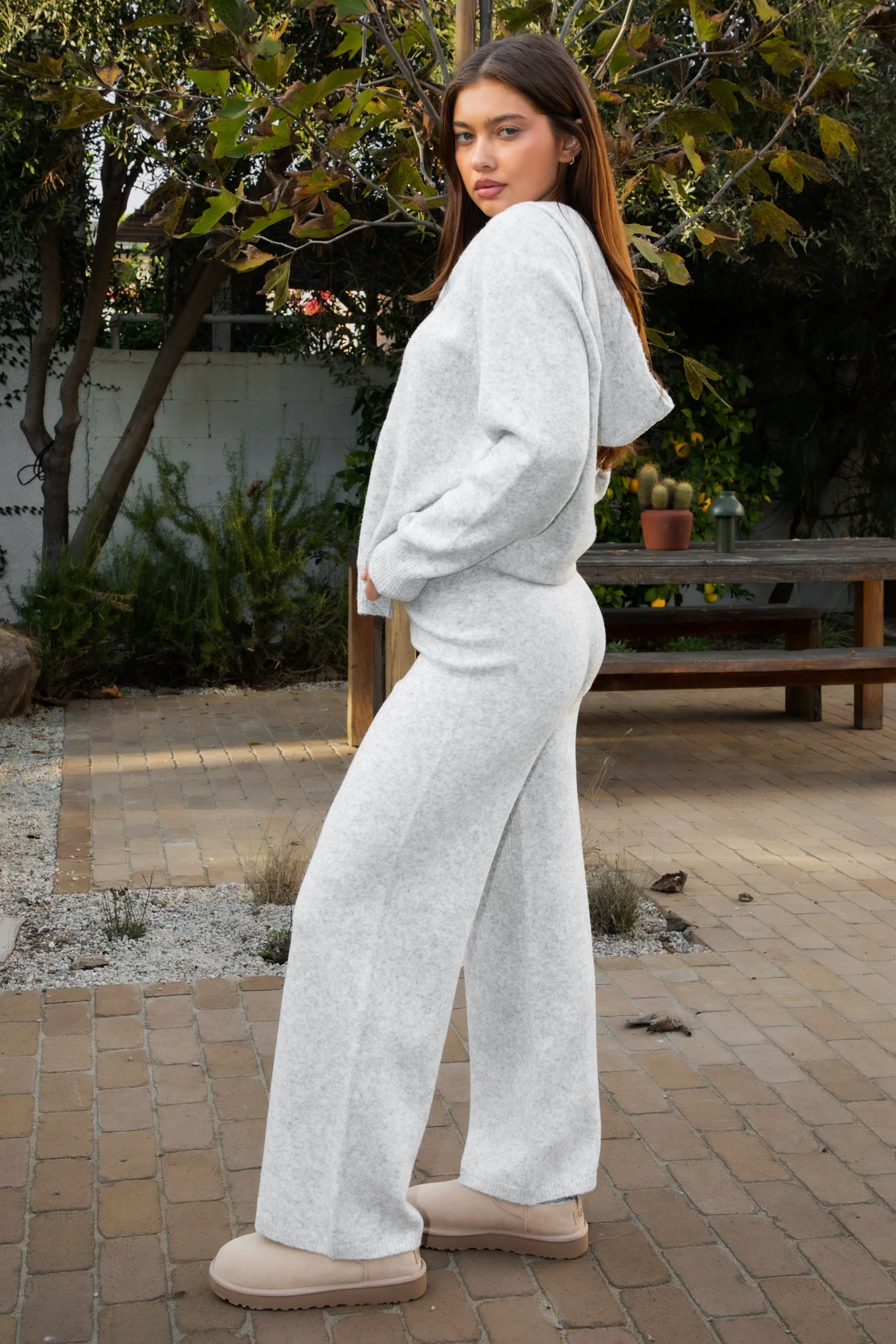 MALORA Sweater Knit Wide Leg Lounge Pants - Image 8