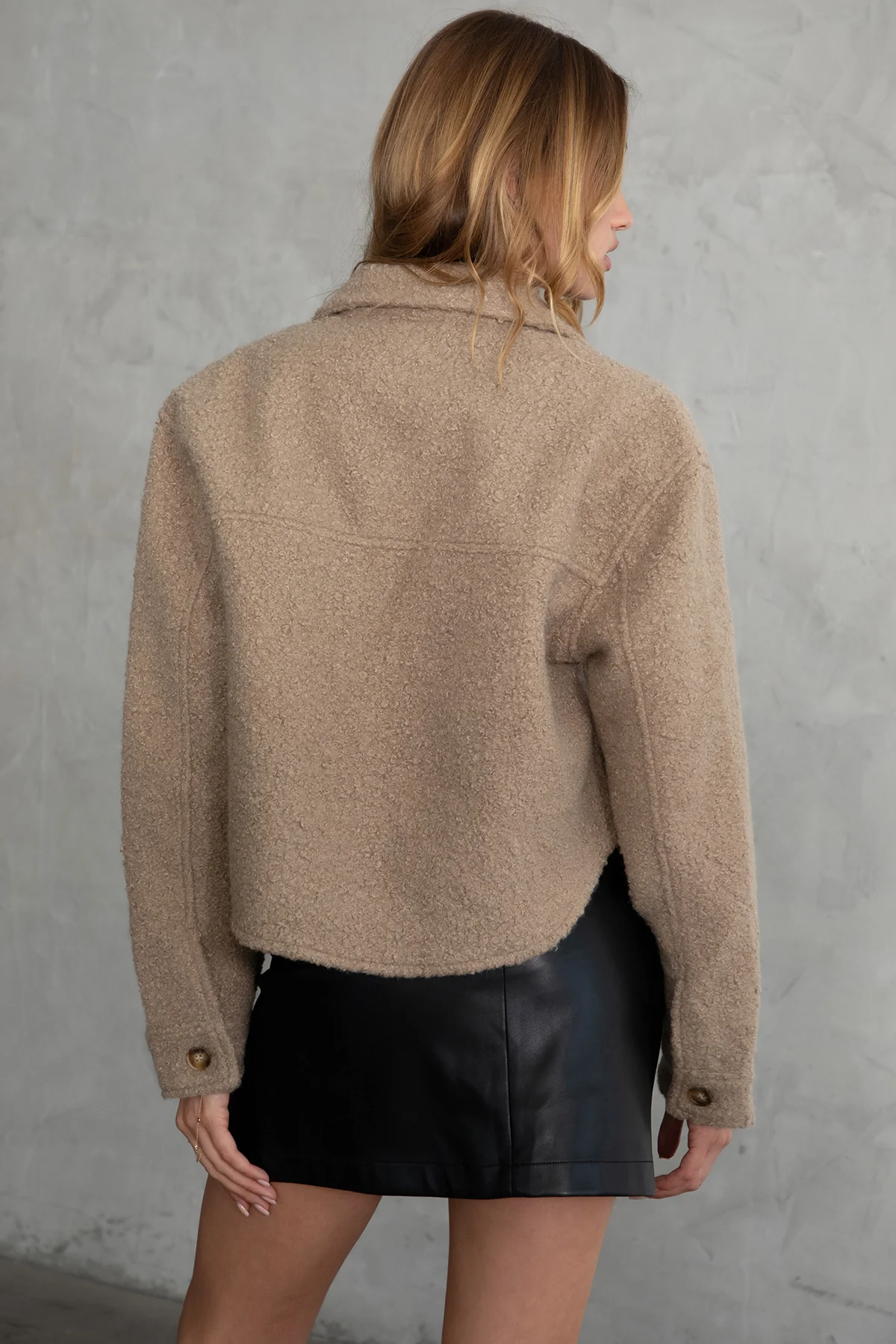 Fray Faux Sherpa Cropped Shacket - Image 15