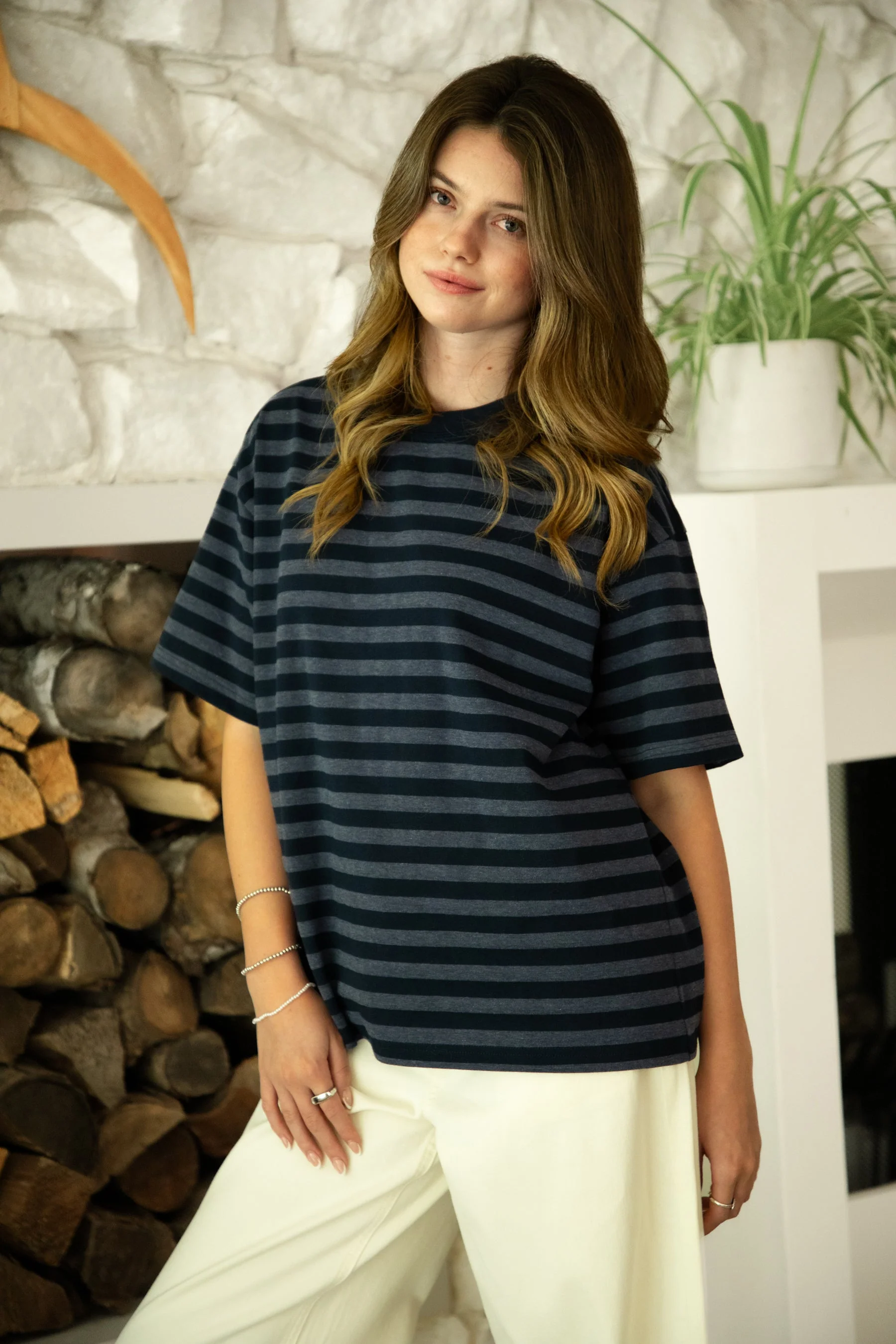 MARIN Classic Crewneck Oversized Striped Short Sleeve Top - Image 2