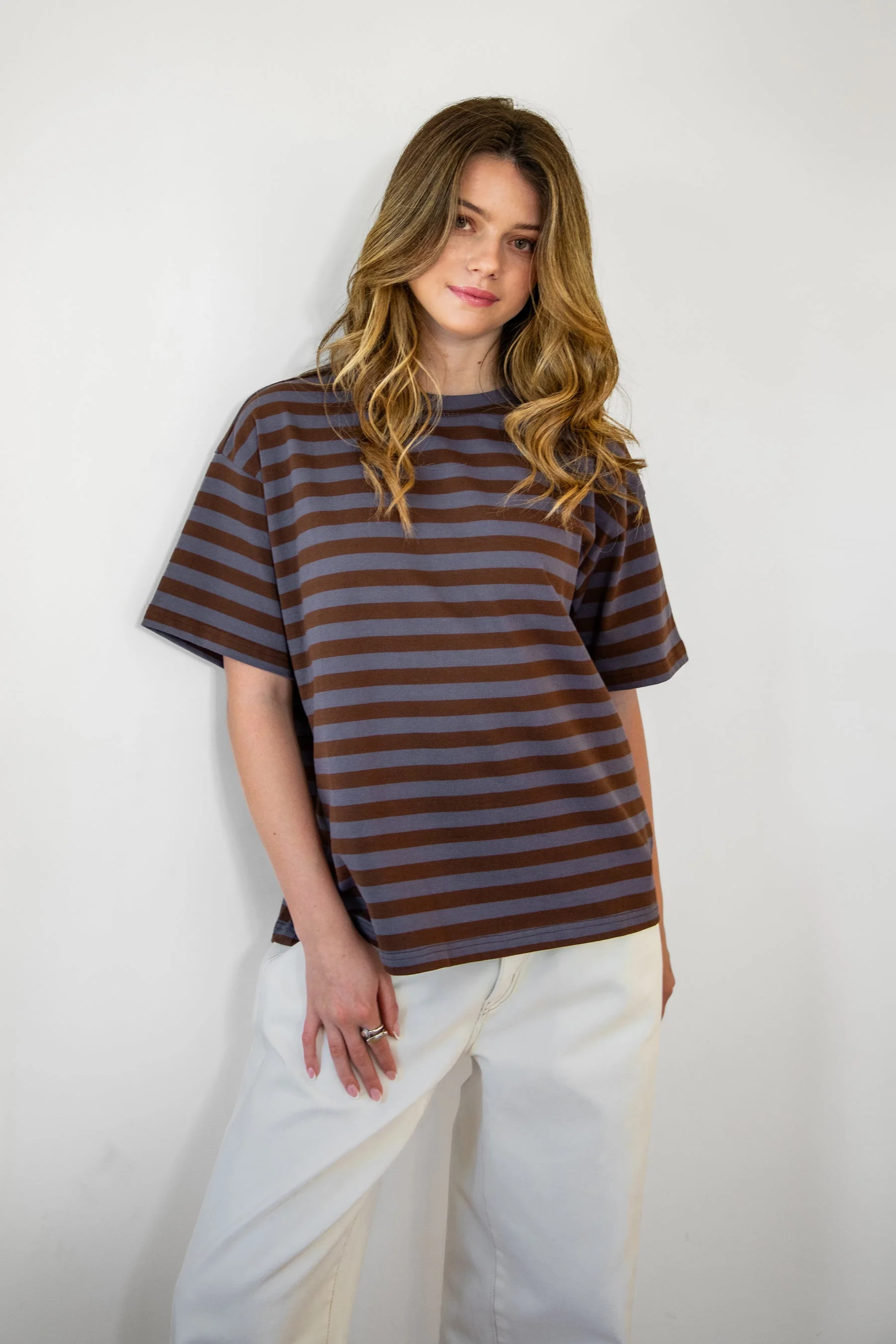 MARIN Classic Crewneck Oversized Striped Short Sleeve Top - Image 7