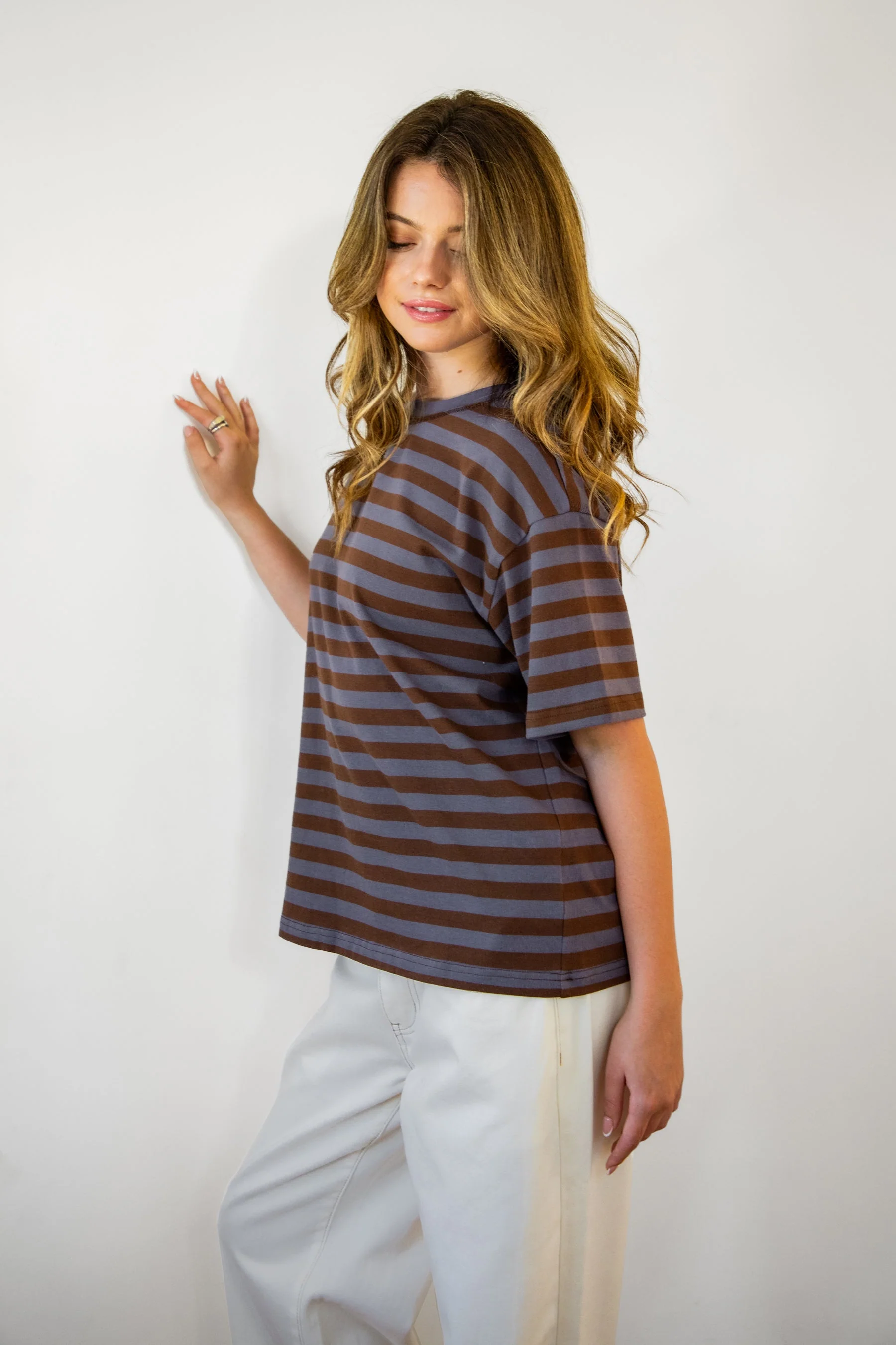 MARIN Classic Crewneck Oversized Striped Short Sleeve Top - Image 9