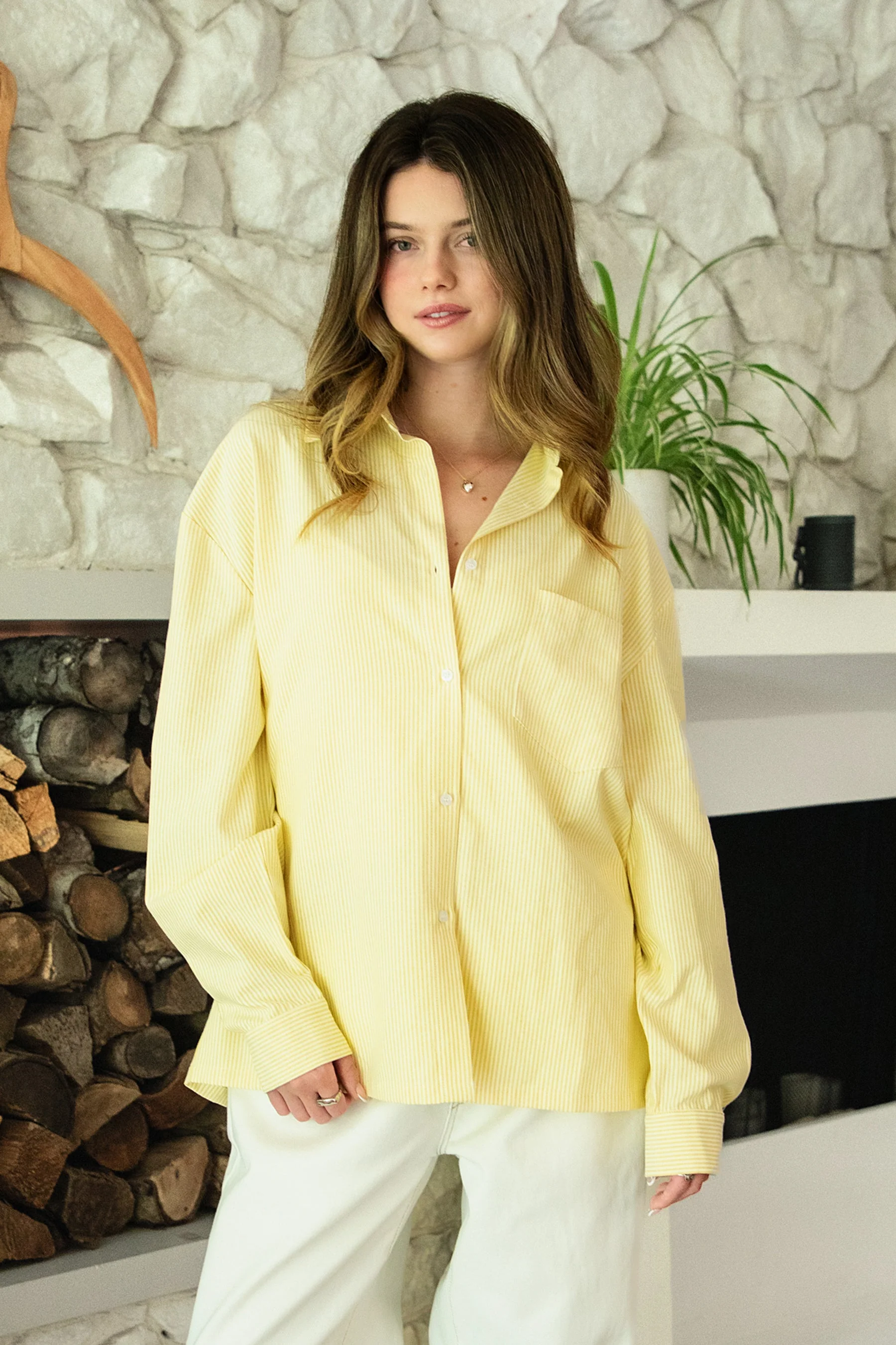 BLAIRE Stripe Oversized Button Down Shirt - Image 9