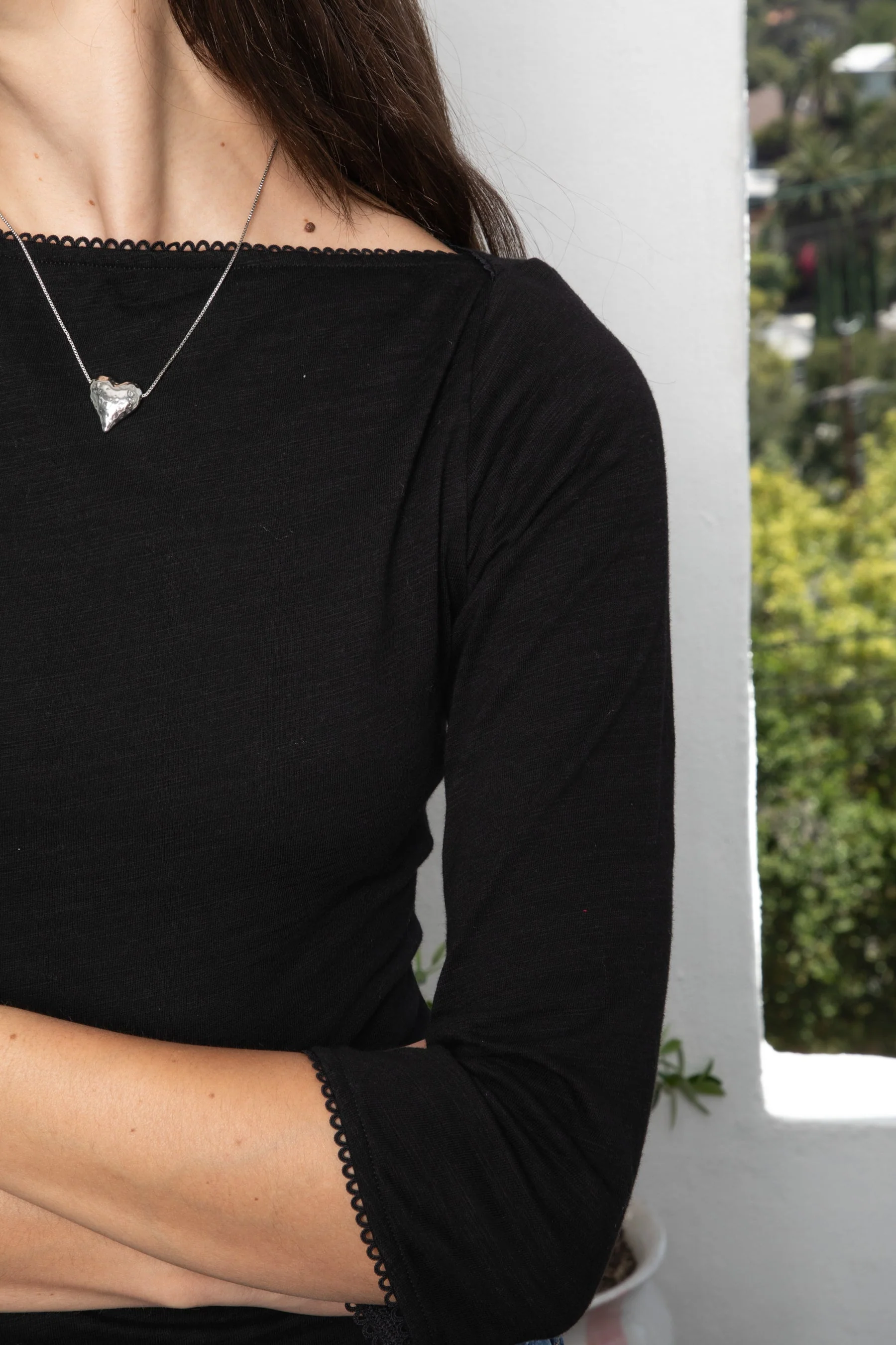 LUMA Cotton Slub Three Quarter Sleeve Boat Neck Top [Pre-order] - Image 2