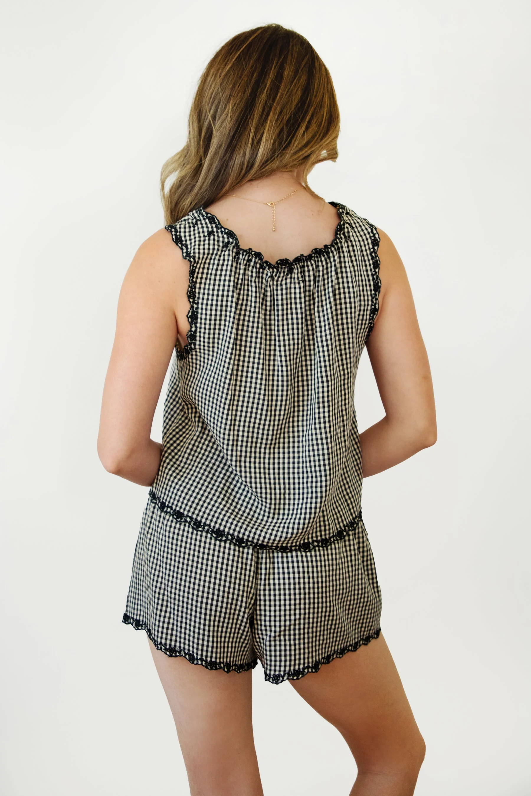 PRAIRELLE Gingham Embroidered Sleeveless Top And Shorts Set - Image 12