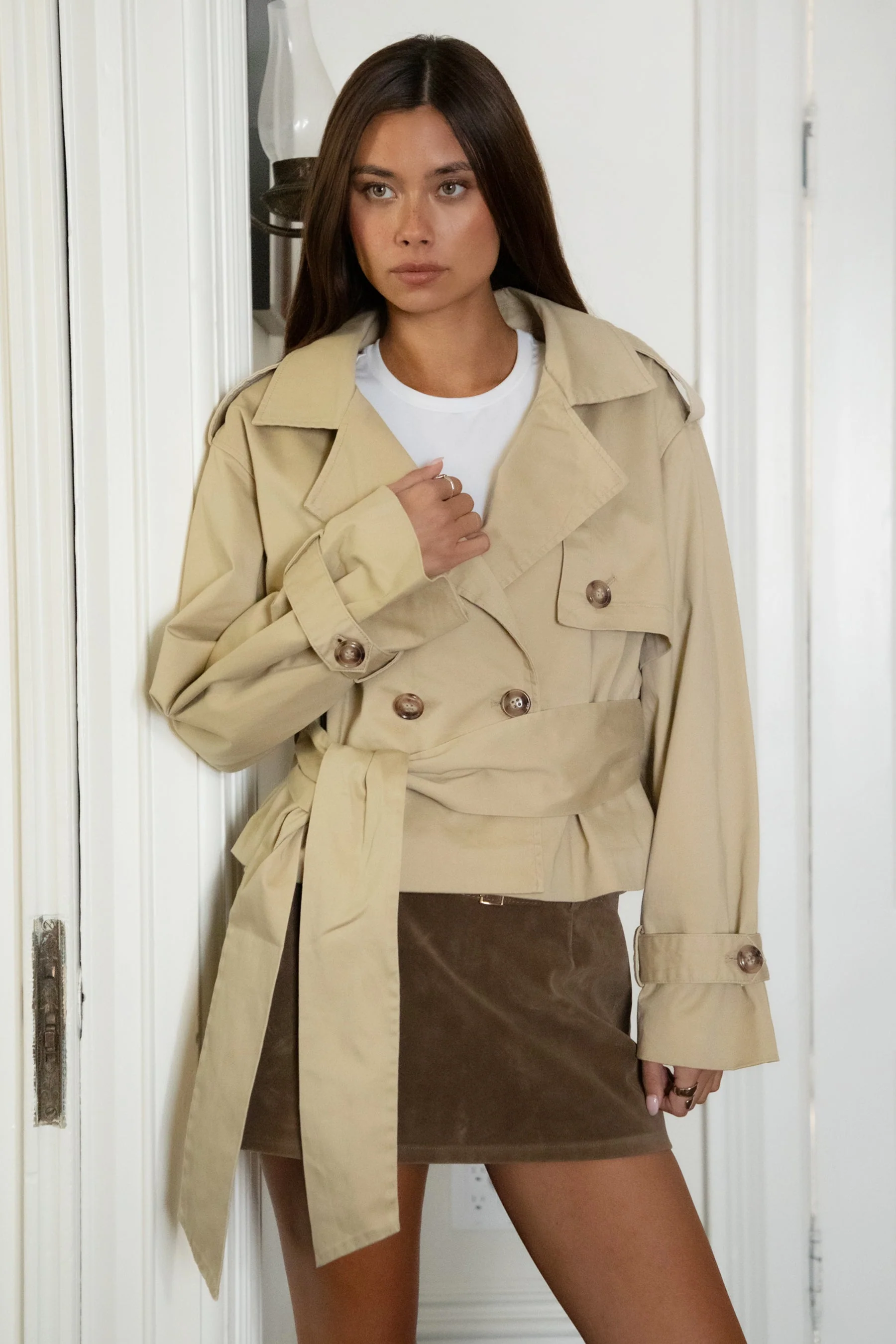 MARAIS Oversized Cropped Trench Jacket