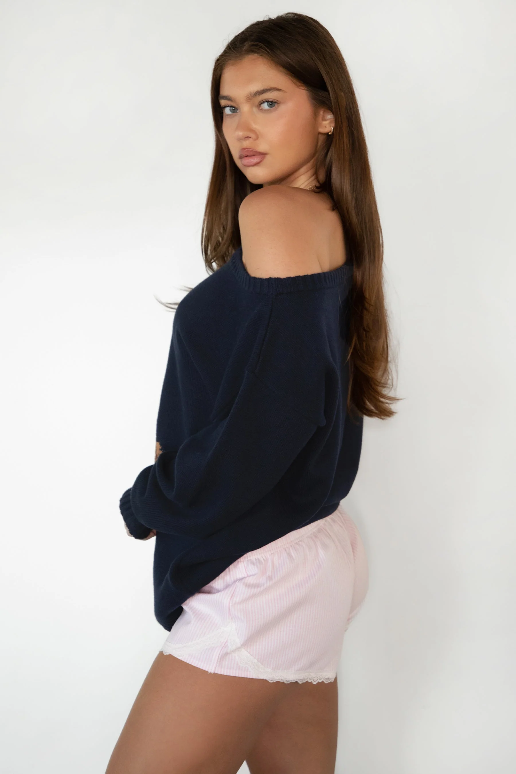 MALTIE Off Shoulder Graphic Knit Sweater - Image 6