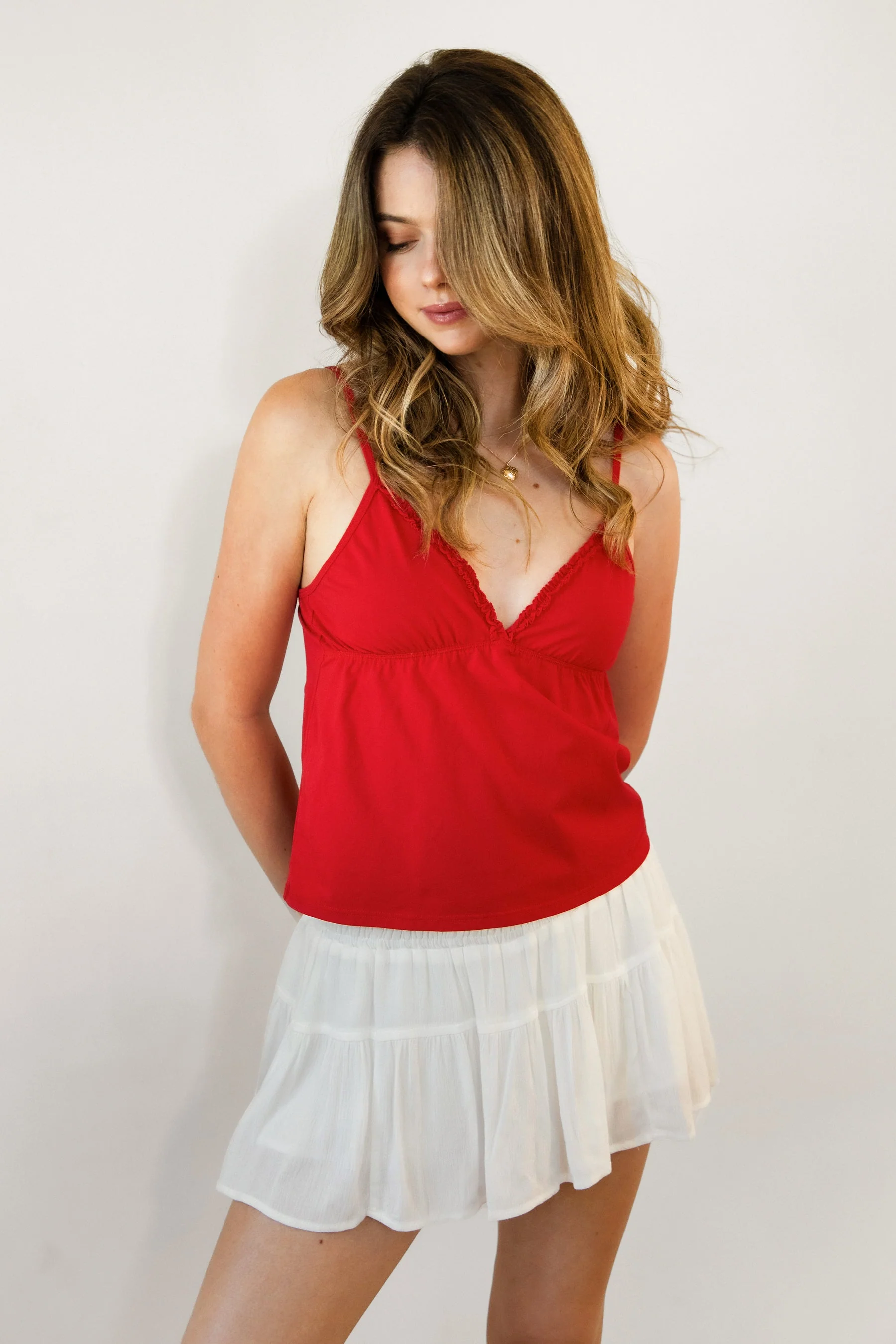 LEMONY Cotton Jersey Lace Trim Cami Top - Image 3