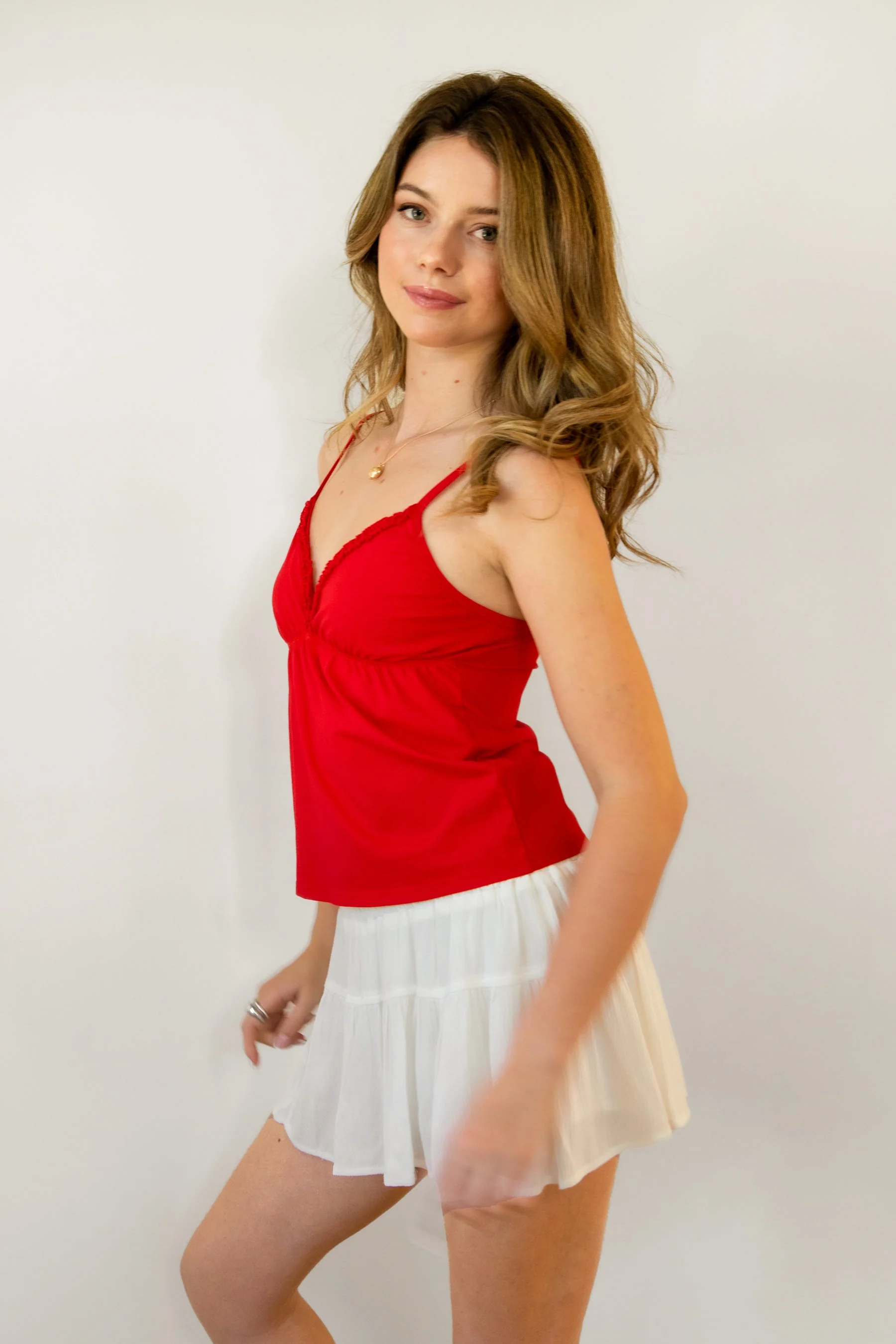 LEMONY Cotton Jersey Lace Trim Cami Top - Image 4